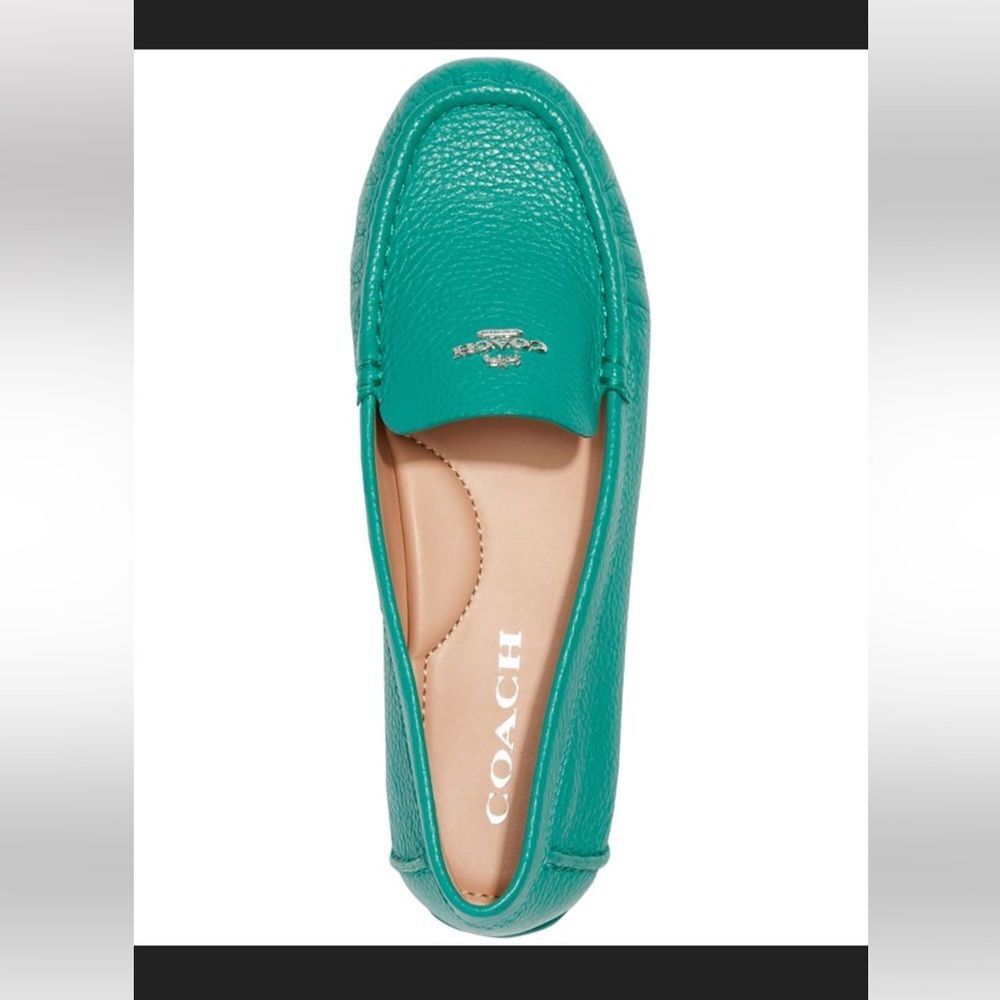 Coach Marley Teal Green Leather Driver Loafers Moccasins 5B